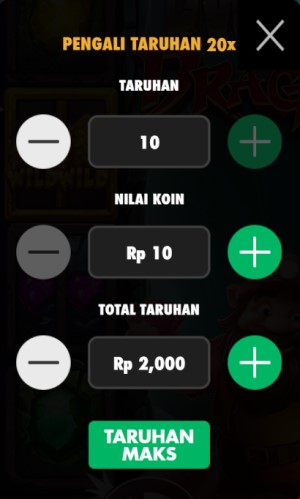 Tampilan Pengatur Total Taruhan dalam Game Slot Dwarf & Dragon