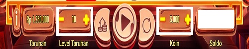 atur level dan koin taruhan