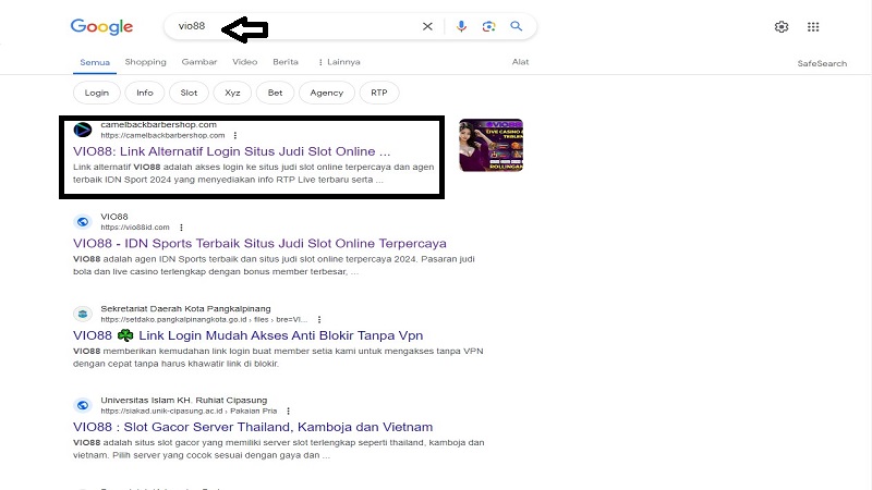 pencarian situs vio88 di Google